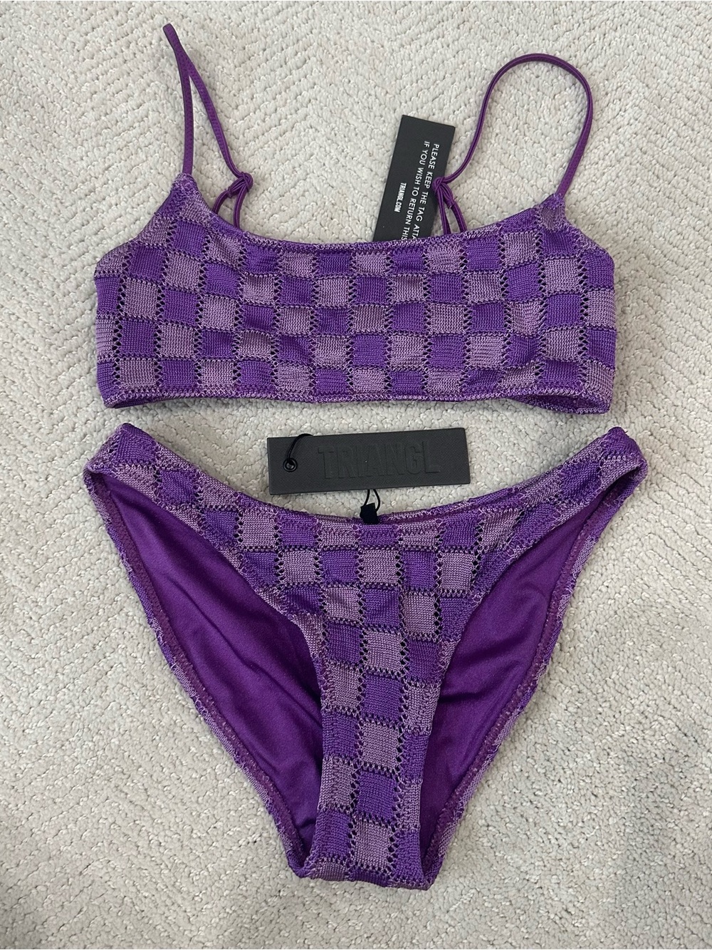 Triangl Purple Checker Knit Bikini Set